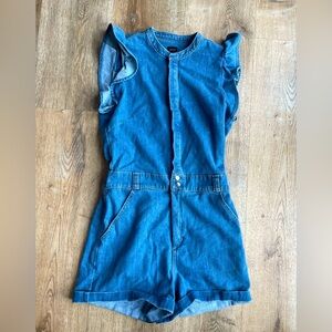 Joe’s Jeans Denim Romper Size M | Ruffle Sleeve Chambray Utility One Piece Boho